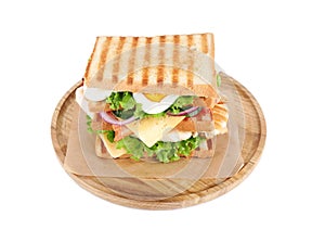 Tasty sandwich with chicken isolated