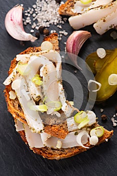 Tasty sandwich with salted lard (salo). Tasty sandwich with salted pork lard (salo) photo