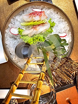 tasty Sashimi ,fish with vegetables