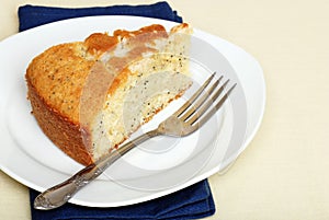 Tasty slice of lemon poppy seed cake