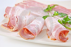 Tasty sliced bacon