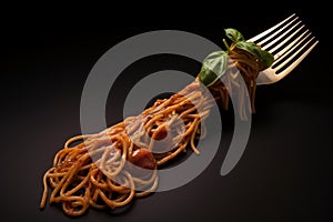 Tasty Spaghetti fork food. Generate AI