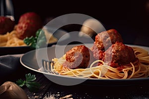 tasty spaghetti and meatballs dinner, ready to be devoured by hungry family