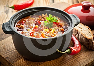 Tasty spicy chili con carne casserole