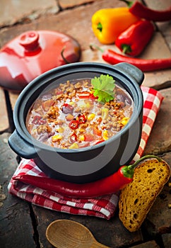 Tasty spicy chili con carne casserole