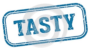 tasty stamp. tasty rectangular stamp on white background