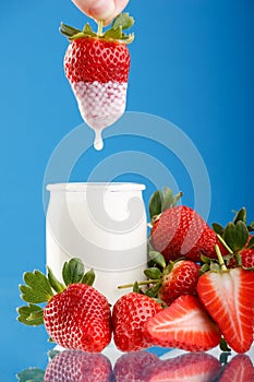 Tasty strawberries and yogurt