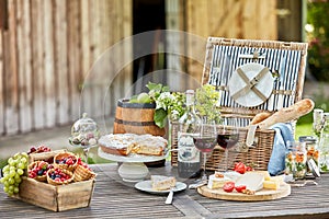Tasty summer picnic al fresco on a garden table