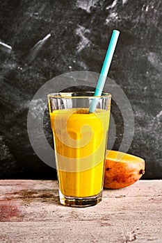 Tasty summer smoothie of fresh mango and yogurt