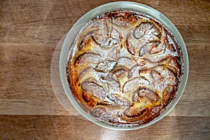 Tasty sweet French dessert, baked apple cake, Normandy region, France