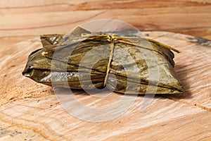 Tasty tamales wrapped in bijao leaf