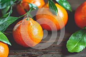 Tasty tangerines on a table