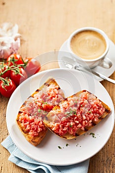 Tasty tostada snack topped with salsa photo