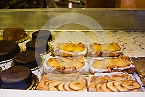 Tasty traditional sweets and pastries in shop