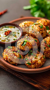 Tasty treat Sabudana wada, a delicious Indian snack with chutney