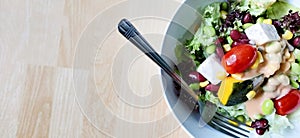 Tasty vegetable salad clean food for good healt backgrounds above