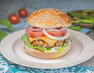 Tasty vegetarian hamburger