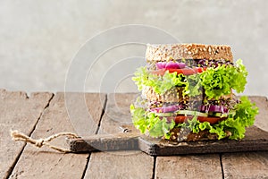Tasty vegetarian sandwich. Close up