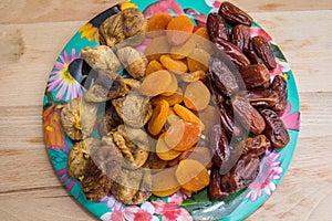 Tasy plate of mixed dried fruits