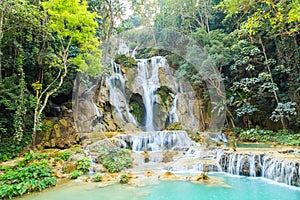 Tat Kuang Si Waterfalls in Laos photo