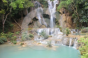 Tat Kuang Si Waterfalls is a three tier waterfall of Luang Prabang ,Laos