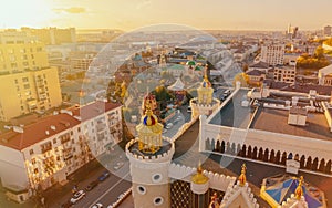 Tatar State Puppet Theater. Kazan, Russia. Fairy main facade of puppet theatre building. Tatarstan, Russia. Sunset view