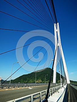 The Tatara Bridge (å¤šã€…ç¾…å¤§æ©‹, Tatara Ohashi) above the Seto Inland Sea, JAPAN