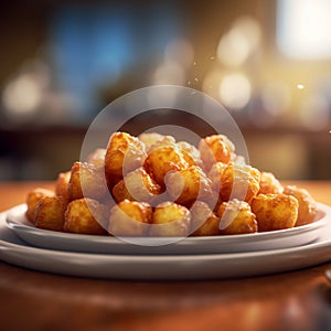 tater tots on a beautiful plate.generative ai