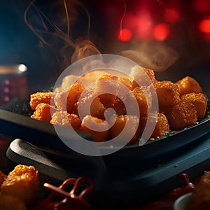 tater tots on a beautiful plate.generative ai