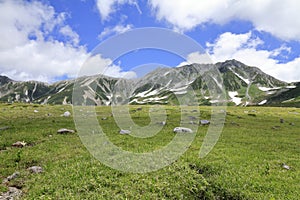 Tateyama mountain range with snow in summer