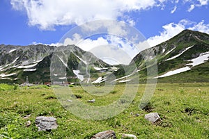 Tateyama mountain range with snow in summer