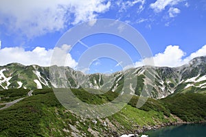 Tateyama mountain range with snow in summer