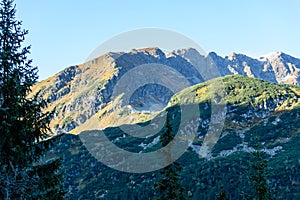 Tatra mountain peak view in Slovakia in sunny day