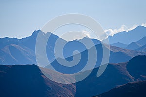 Tatra mountain peak view in Slovakia in sunny day