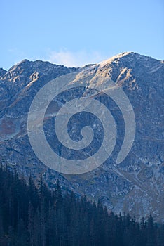 Tatra mountain peak view in Slovakia in sunny day