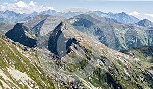 Tatra mountains panorama from Banikov peak in Western Tatras mountains in Slovakia