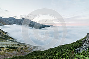 Tatra mountains in Slovakia covered with clouds