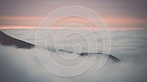 Tatra mountains in Slovakia covered with clouds - vintage effect