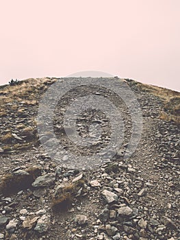 Tatra mountains in Slovakia covered with clouds - vintage effect