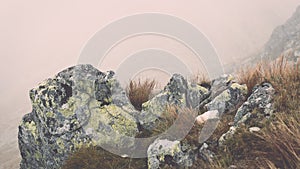 Tatra mountains in Slovakia covered with clouds - vintage effect