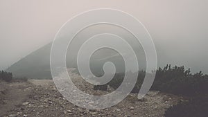 Tatra mountains in Slovakia covered with clouds - vintage effect