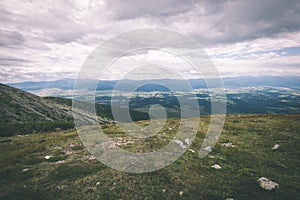 Tatra mountains in Slovakia covered with clouds - vintage film e