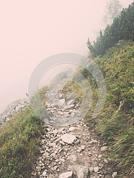 Tatra mountains in Slovakia covered with clouds - vintage effect