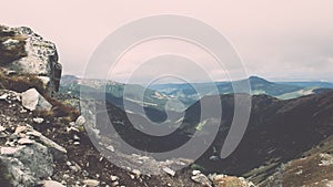 Tatra mountains in Slovakia covered with clouds - vintage effect