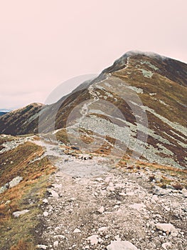 Tatra mountains in Slovakia covered with clouds - vintage effect