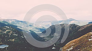 Tatra mountains in Slovakia covered with clouds - vintage effect