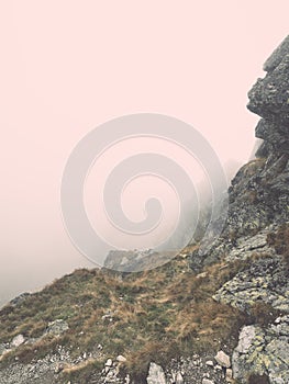 Tatra mountains in Slovakia covered with clouds - vintage effect