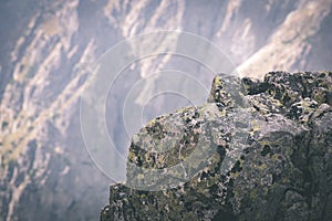 Tatra mountains in Slovakia covered with clouds - vintage film e