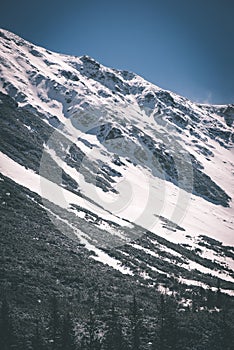 Tatry na Slovensku pokryté sněhem - vintage film eff