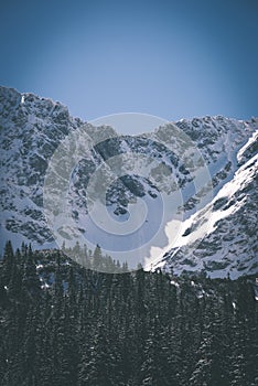 Tatry na Slovensku pokryté sněhem - vintage film eff